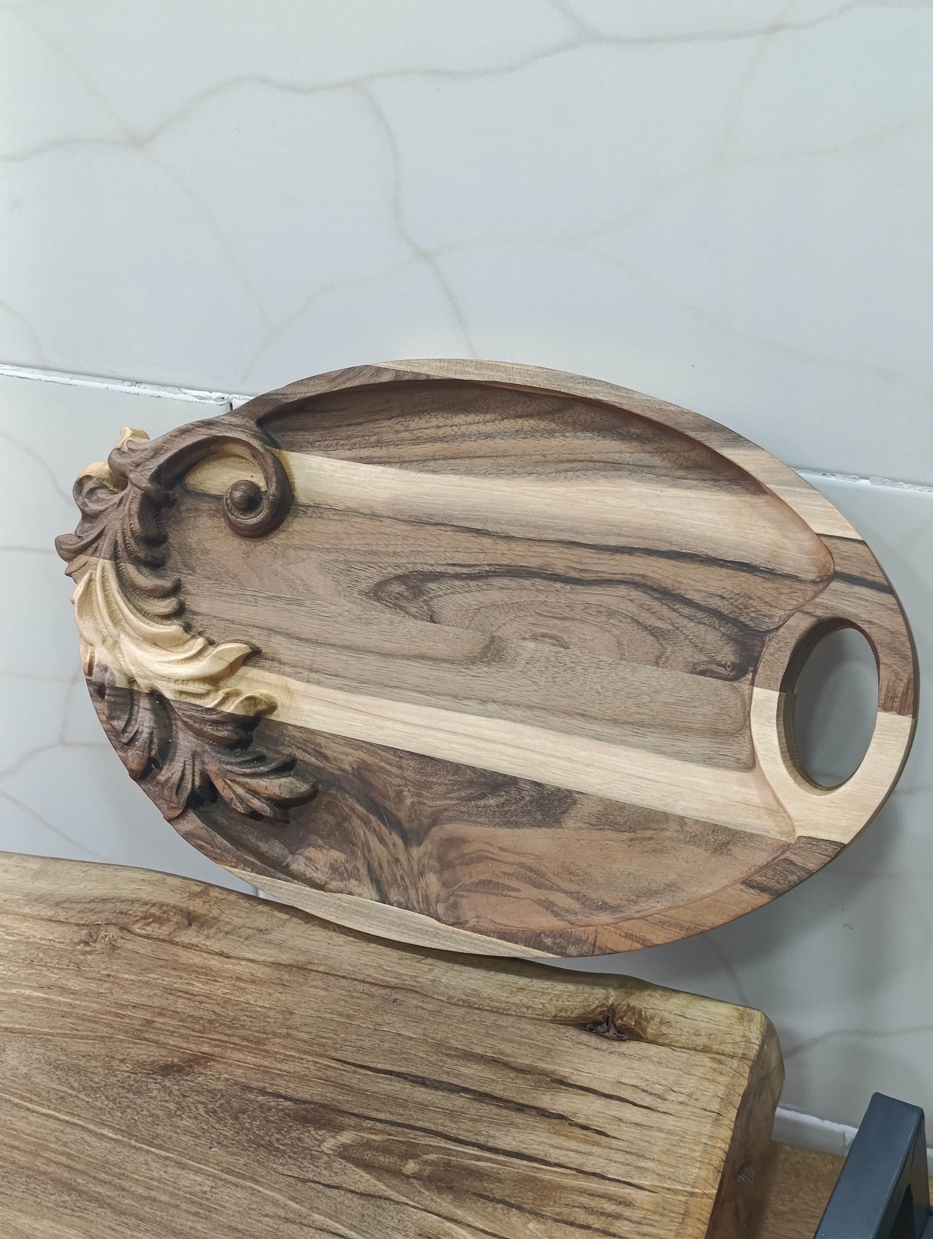 سینی چوبی منبت کاری