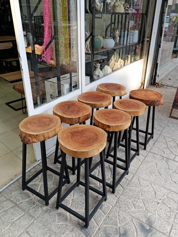 صندلی کانتر با چوب طبیعی ترکیب چوب و فلز