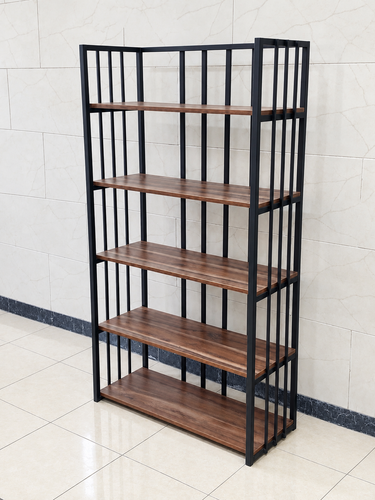 کتابخانه و استند چوب و فلز عرض ۸۰ طرح شیاردار